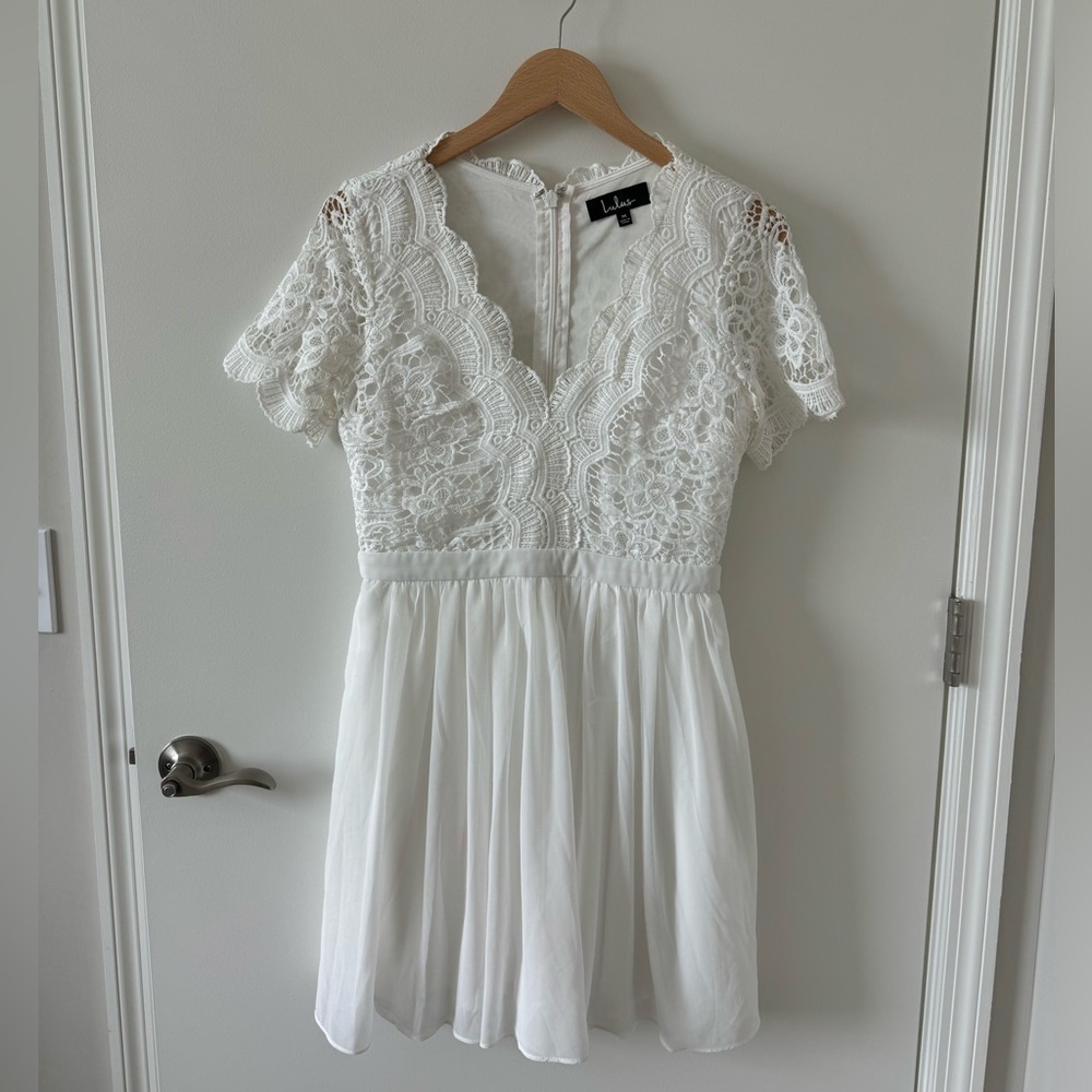 Lulu’s Angel in Disguise White Lace Skater Dress
